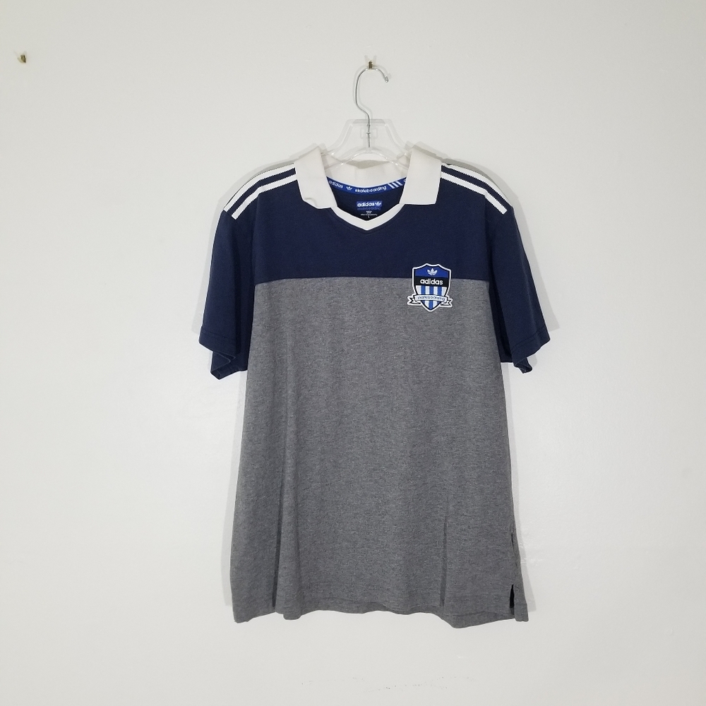 Adidas Skateboarding Sz Large Polo Shirt Navy/Gray